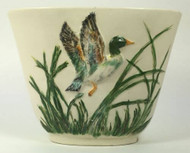 Vintage Mallard Duck Vase with Green Sea Grass