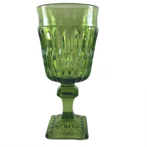 Vintage Small Wine 4 oz Dark Green Pressed Glass Mt Vernon Indiana Glass
