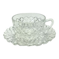 Vintage Depression Glass Waterford Clear Anchor Hocking Cup Saucer