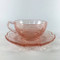 Vintage Pink Depression Glass Childrens Dinner Tea Set Cherry Blossom - Cup & Saucer