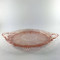 1930s Vintage Pink Depression Glass Handled Tray Cherry Blossoms Pattern by Jeannette