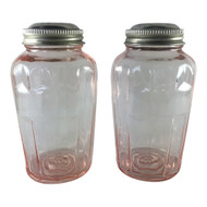 Light Pink Salt Pepper Shakers Retro Spice Jars Glass - Set of 5 