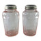 Vintage Pink Depression Glass Spice Shaker Jar Set with Metal Shaker Lids