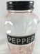 Vintage Pink Depression Glass Salt Pepper Storage Jar Set, Pepper Detail