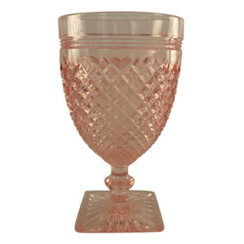 Vintage pink depression glass water goblets Miss American pattern, set of 8
