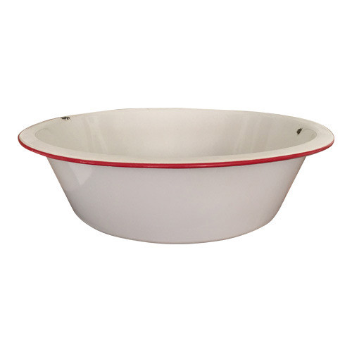 Vintage Enamelware Extra Large Bowl Red White 18"