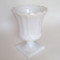 Vintage White Milk Glass Vase Urn Planter Square Base Scalloped Sides
