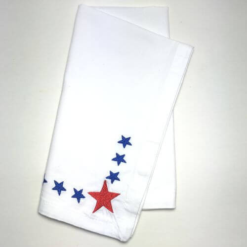 Cloth Dinner Napkins, Patriotic with Red and Blue Stars, Set of 2
