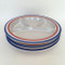 Vintage Stoneware Divided Grill Snack Plates Red White Blue Set of 3