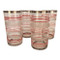 Vintage Red and Frosted Striped Glass Tumblers set of 4
