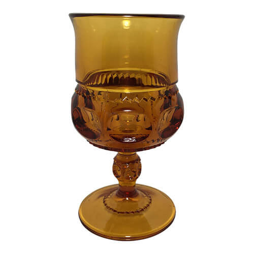 Vintage Amber Glass Color Crown Water Goblets