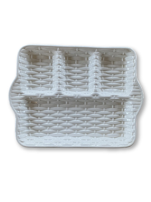 Vintage Creamware Basketweave Lunch Tray