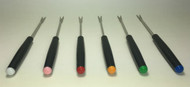 Vintage Fondue Forks Black Handle Colored tips ends set of 6
