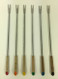 Vintage Fondue Forks wood handles with slanted colored ends set of 6 top view