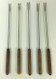 Vintage Fondue Forks wood handles with colored ends set of 5 top view