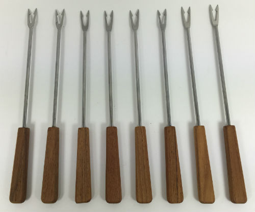 Vintage Fondue Forks teak handles set of 8