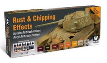 VALLEJO 71186 MODEL AIR RUST & CHIPPING EFFECTS COLOUR ACRYLIC AIRBRUSH PAINT SET