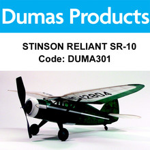   DUMAS 301 STINSON RELIANT SR-10 30 INCH WINGSPAN RUBBER POWERED RUBBER POWERED