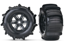 TRAXXAS TIRES & WHEELS, ASSEMBLED (LEFT & RIGHT) (2) X-Maxx Pre-Mounted Paddle Tires & Wheels 