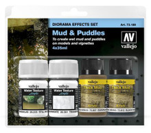 VALLEJO 73189 DIORAMA EFFECTS SET MUD & PUDDLES 4 X 35ML