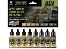 VALLEJO 71622 MODEL AIR WWII BRITISH COLORS AFRICA 1939-1943 8 COLOUR ACRYLIC PAINT SET