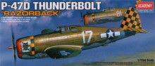 ACADEMY 12492 1/72 P-47D "RAZOR-BACK" THUNDERBOLT PLASTIC MODEL KIT
