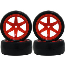 Hobby Details Rubber Wheel Set 61x26mm Red 1/10