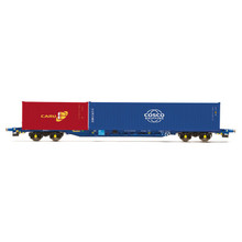 HORNBY TOUAX KFA CONTAINER WAGON WITH 1 X 20' & 1 X 40' CONTAINERS - ERA 11