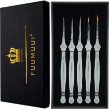 Fuumuui 5pc Brush Set: featuring 5 fine-tipped miniature paint brushes for the most precise and detailed model work.