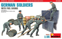 MiniArt 1/35 German Soldiers w/ Fuel Drums. Special Edition (35041 & 35597 6 drums) Plastic Model Kit