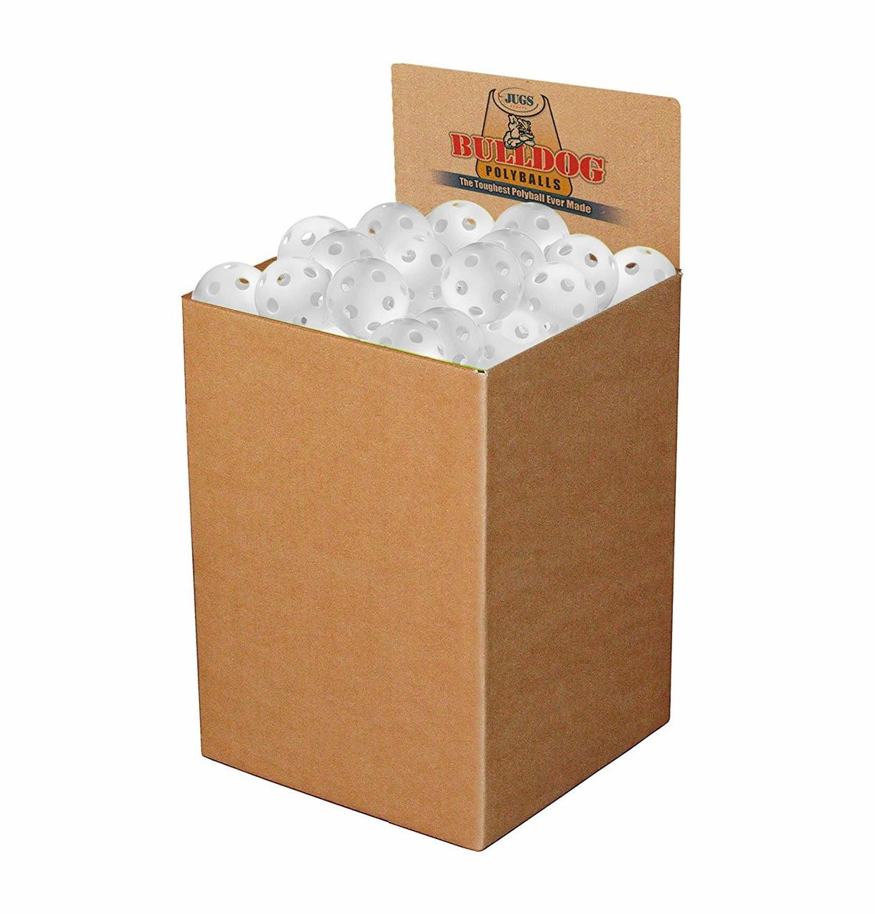 JUGS Bulldog Poly Baseballs bulk box of 100 White or Yellow