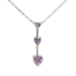 Three Hearts Birthstone Crystals Pendant 18" Necklace, June Alexandrite