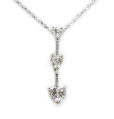 Three Hearts Birth Crystals Pendant 18" Necklace, April Clear