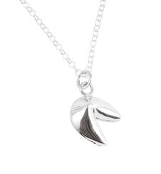 Sterling Silver "Fortune Cookie" Charm Necklace, CH-1.9