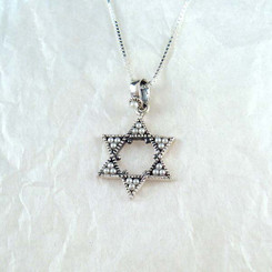 Sterling Silver & Faux Pearl Star of David Necklace