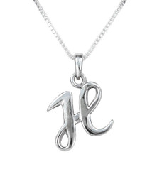 Sterling Silver Initial Charm Necklace, Letter H