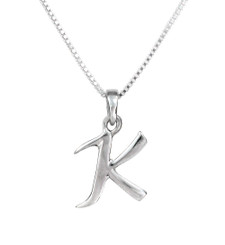Sterling Silver Initial Charm Necklace, Letter K