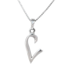 Sterling Silver Initial Charm Necklace, Letter L