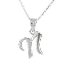Sterling Silver Initial Charm Necklace, Letter N