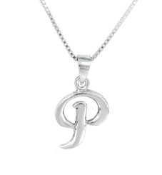 Sterling Silver Initial Charm Necklace, Letter P