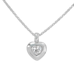 Sterling Silver Crystal Heart Pendant Necklace