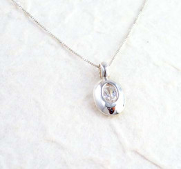 Sterling Silver and Crystal Oval Charm Necklace