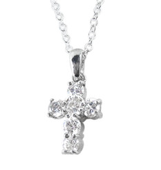 Sterling Silver Cubic Zirconia Cross Necklace