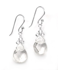Sterling Silver "Crowne" Briolette Crystal Drop Earrings, Clear