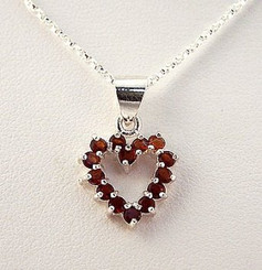 Red Crystal Heart Sterling Silver Necklace