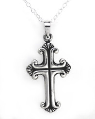 Sterling Silver Decorated Cross Necklace