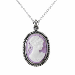 Sterling Silver Royal Rope Resin Cameo Necklace, Lavender