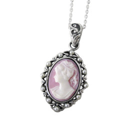 Pearl Framed Cameo Necklace, Lavender