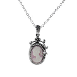 Flower Vine Resin Cameo Necklace, Lavender
