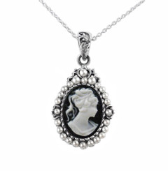 Pearls and Black Cameo Necklace